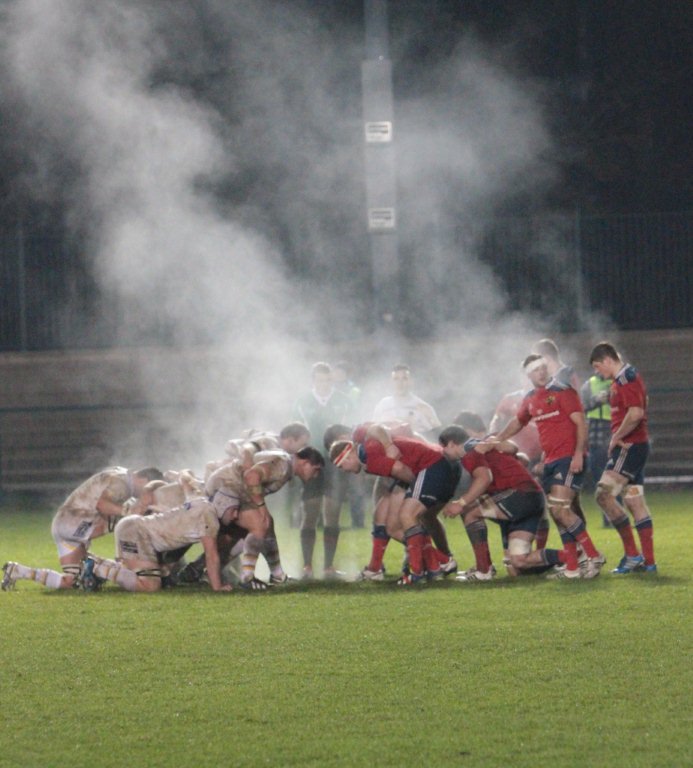 Dave Sheehan's photo of a steaming scrum of men.